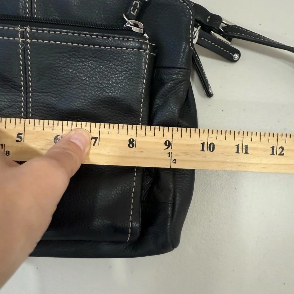 Tignanello Small Black Leather Crossbody Organizer